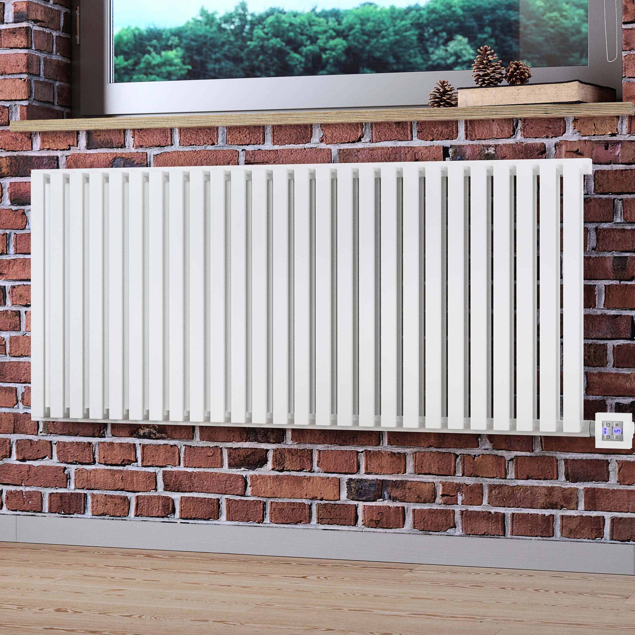 NEMO Textured Sea Salt White Double Panel Flat Bar Electric Radiator (KTX 4 Bluetooth Element White)