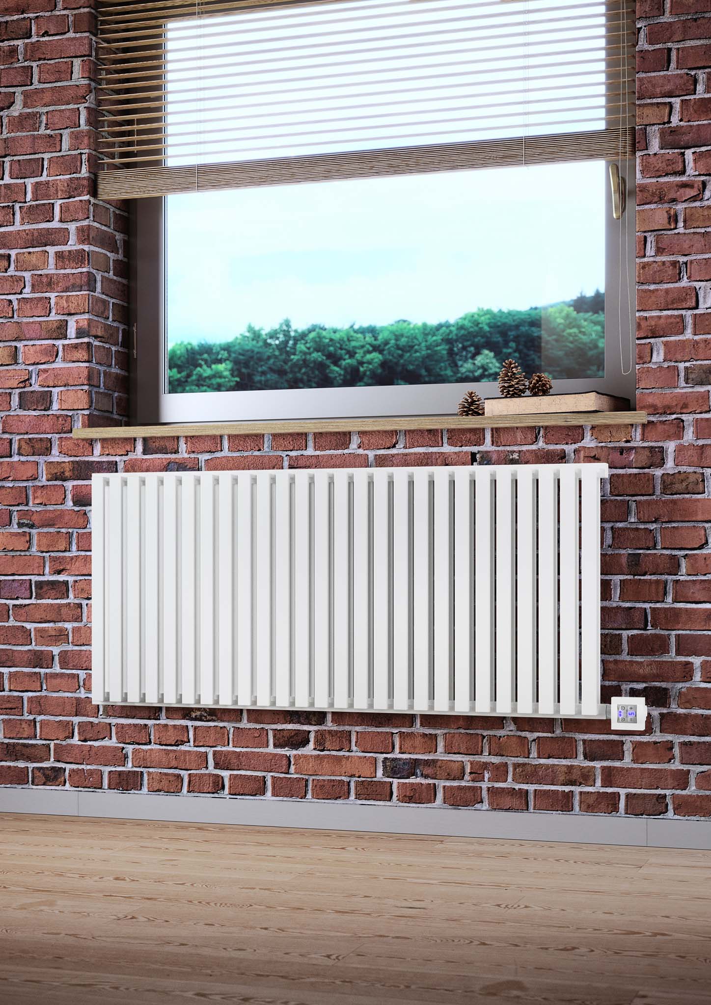 NEMO Textured Sea Salt White Double Panel Flat Bar Electric Radiator (KTX 4 Bluetooth Element White)