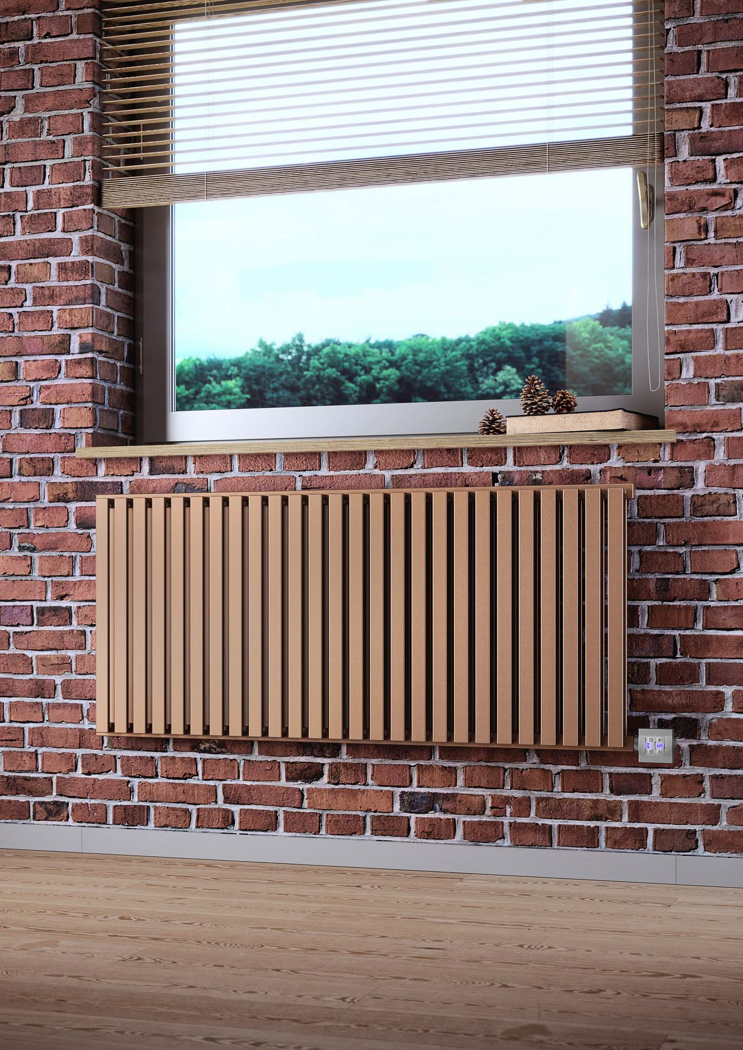 NEMO Bright Copper Double Panel Flat Bar Electric Radiator (KTX 4 Bluetooth Element Silver)