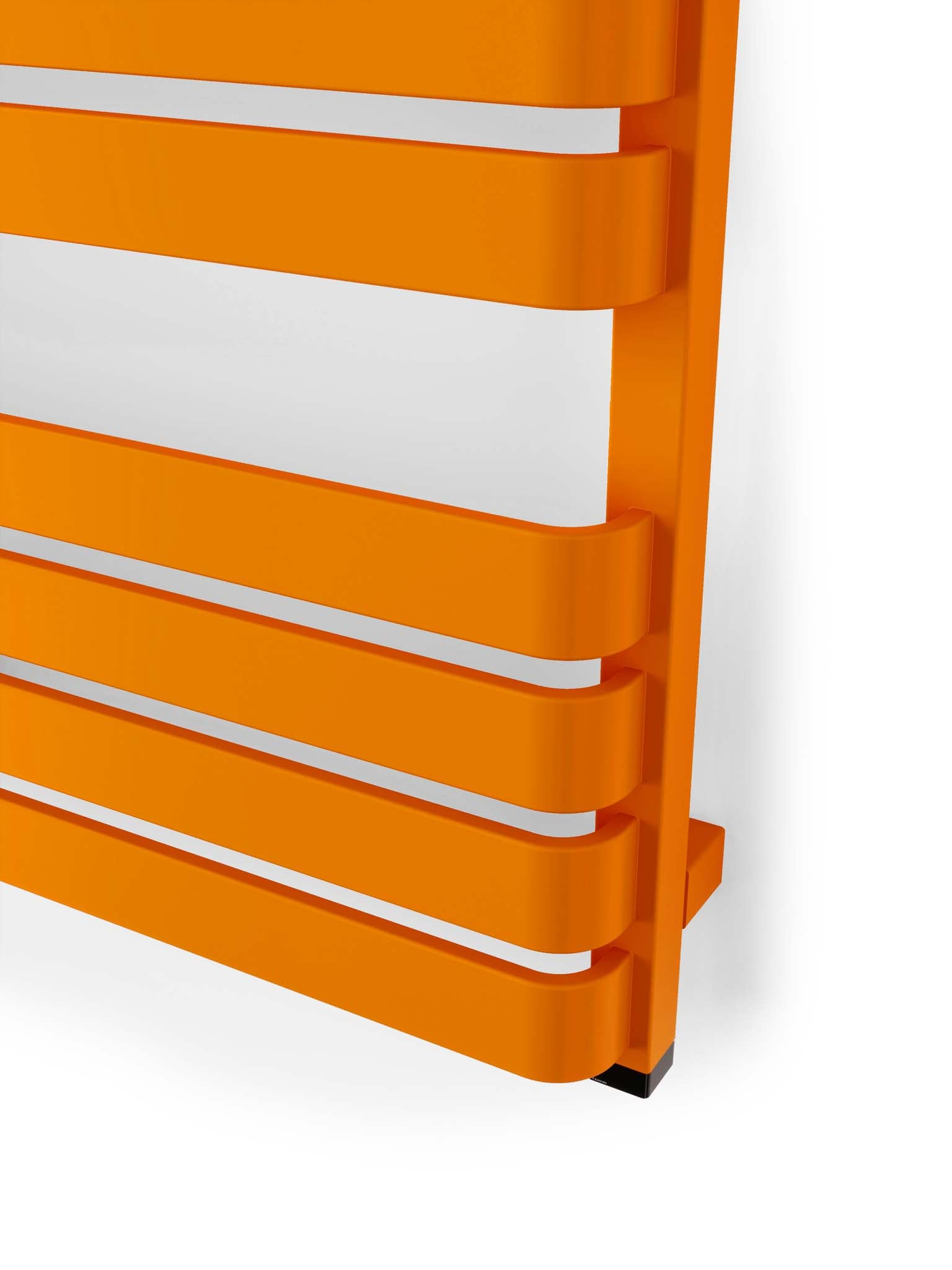 WARP Matt Orange Vertical Ladder Rail Curved Bar Electric Towel Warmer (INTERNAL ONE Element)