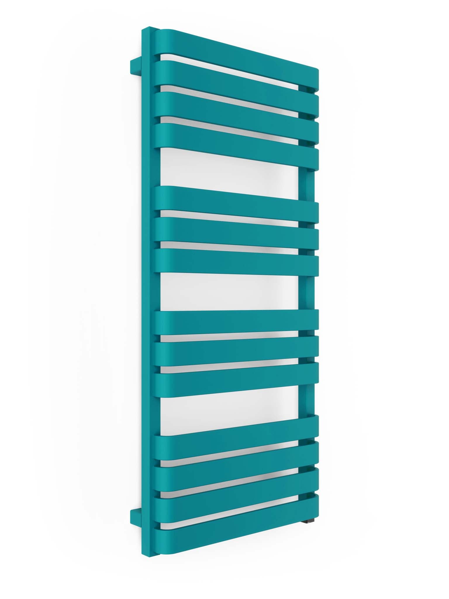 WARP Matt Teal Vertical Ladder Rail Curved Bar Electric Towel Warmer (INTERNAL ONE Element)