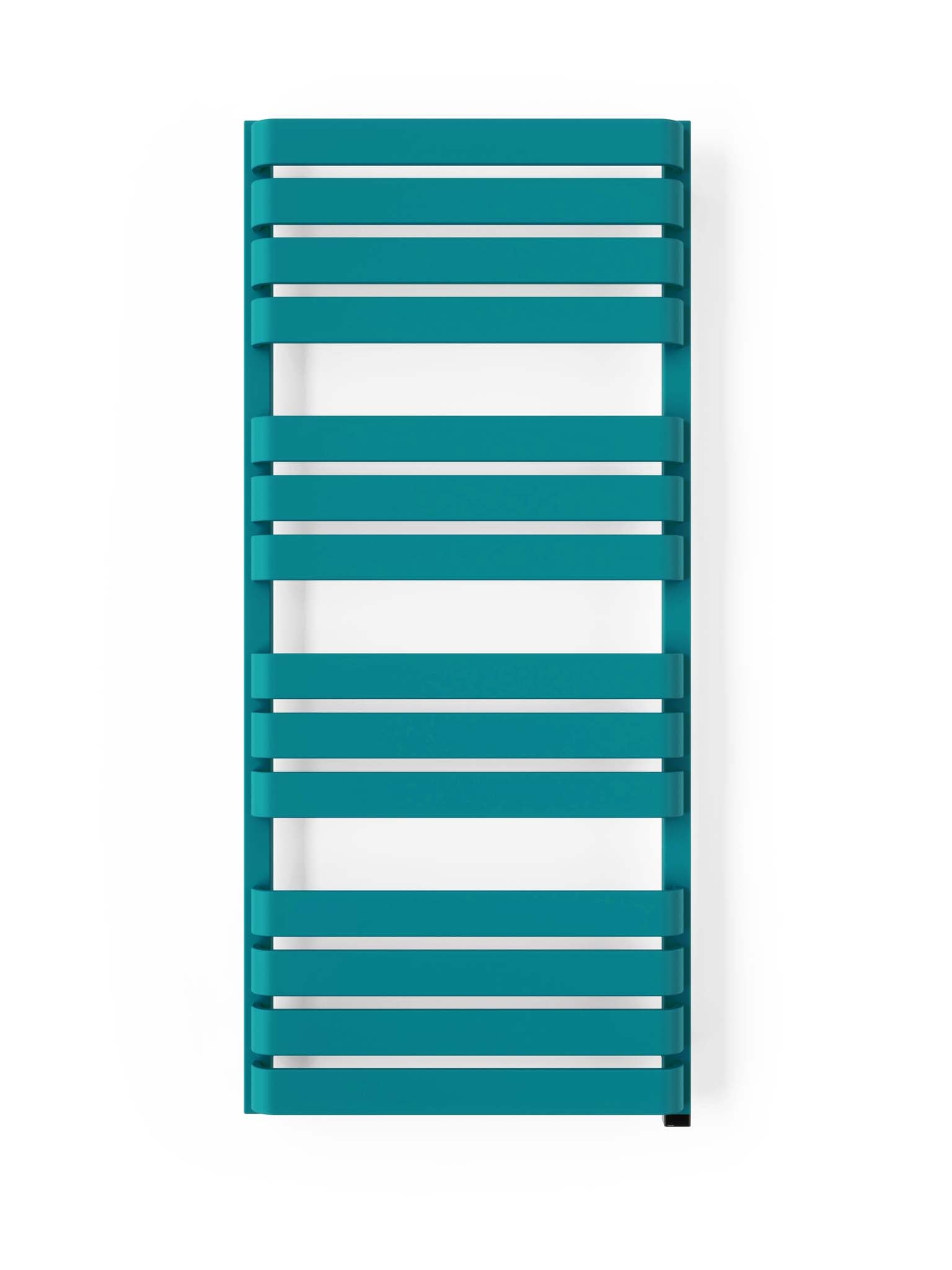 WARP Matt Teal Vertical Ladder Rail Curved Bar Electric Towel Warmer (INTERNAL ONE Element)