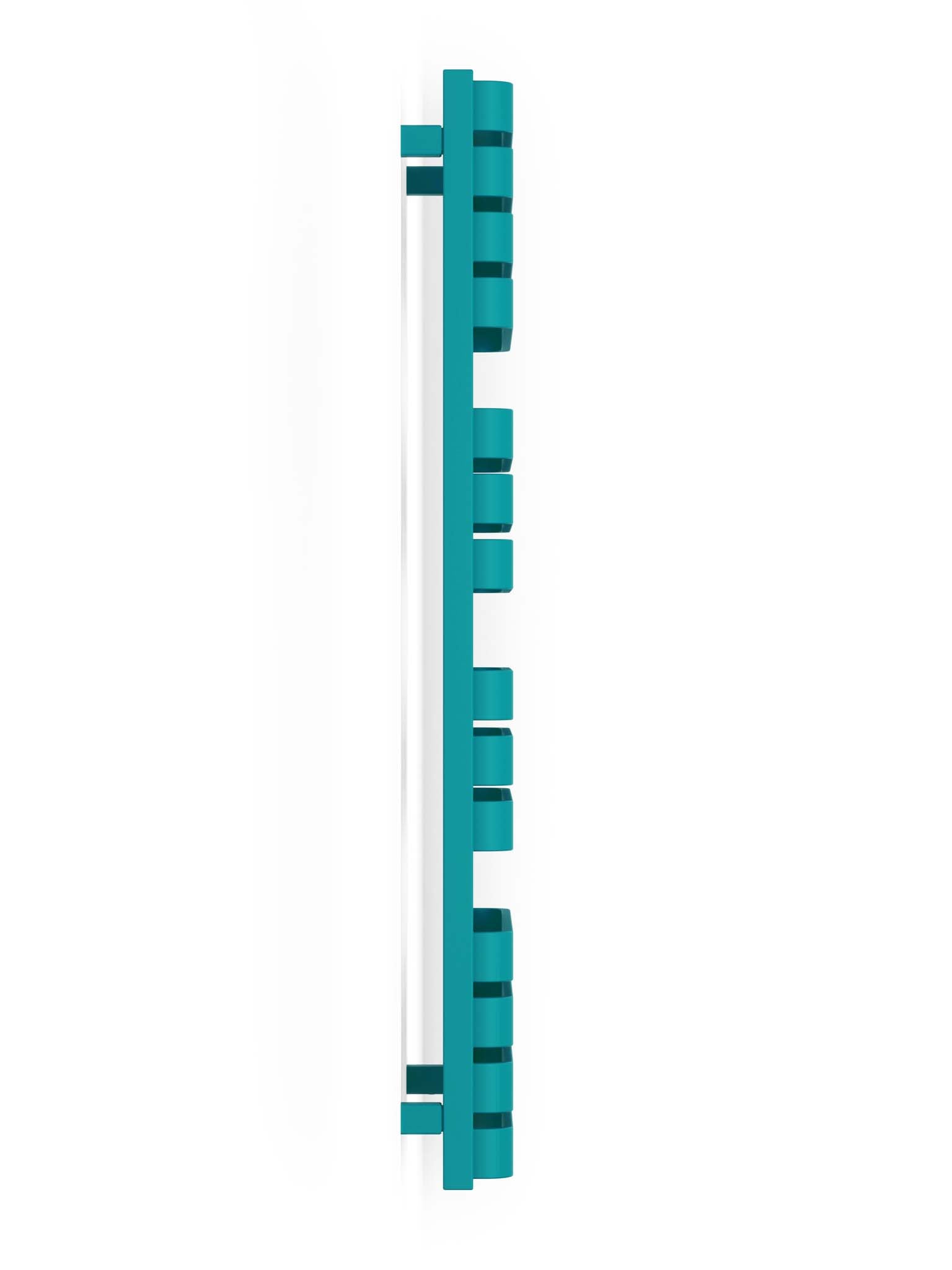 WARP Matt Teal Vertical Ladder Rail Curved Bar Electric Towel Warmer (INTERNAL ONE Element)